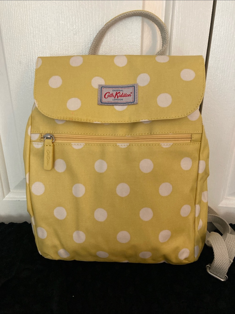 Cath Kidston Yellow and White Polka Dot Backpack